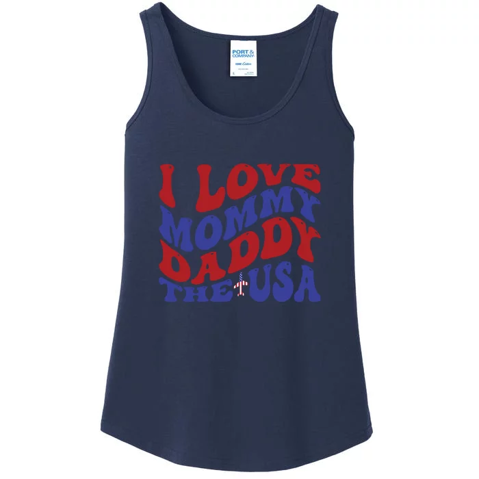 I Love Mommy Daddy & The Usa Memorial Day Gift Ladies Essential Tank