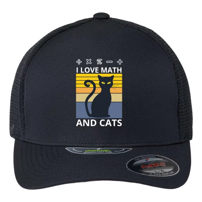 I Love Math And Cats Flexfit Unipanel Trucker Cap