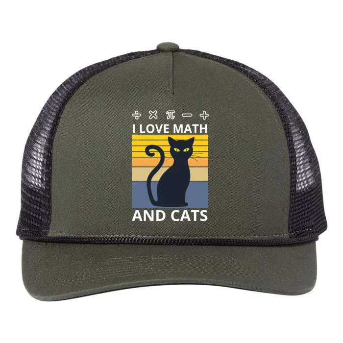 I Love Math And Cats Retro Rope Trucker Hat Cap