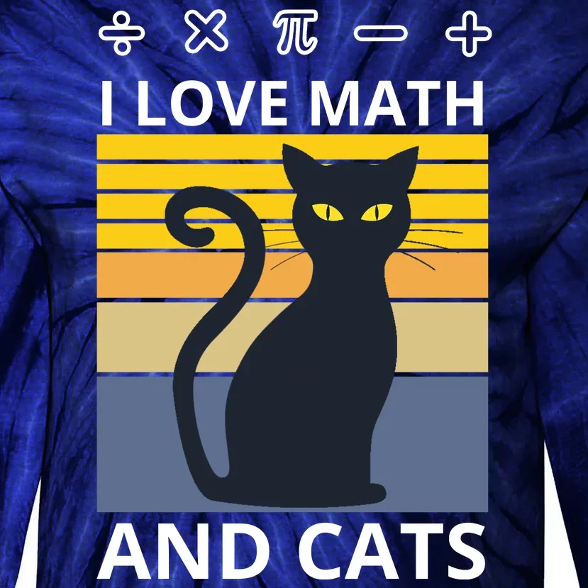 I Love Math And Cats Tie-Dye Long Sleeve Shirt