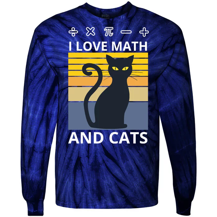 I Love Math And Cats Tie-Dye Long Sleeve Shirt