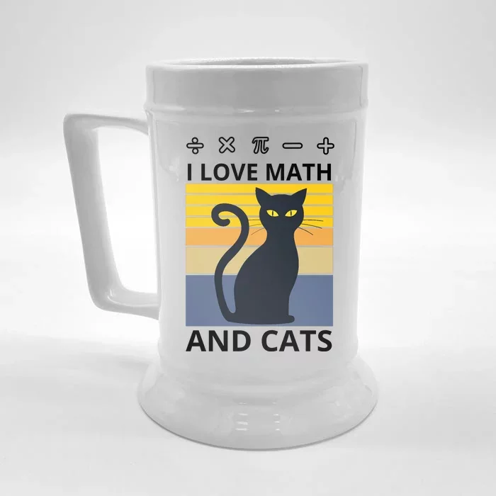 I Love Math And Cats Front & Back Beer Stein