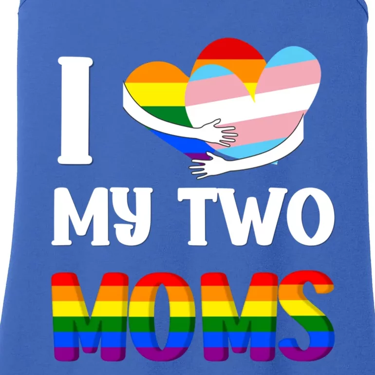 I Love My Two Moms Heart Rainbow Family Lgbtq Pride ` Gift Ladies Essential Tank