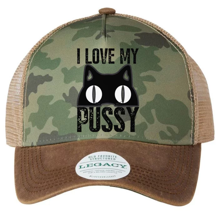 I Love My Pussy Cat Funny Halloween Cats Spiderweb Premium Legacy Tie Dye Trucker Hat