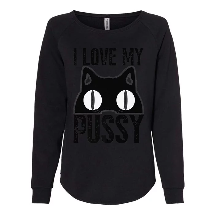 I Love My Pussy Cat Funny Halloween Cats Spiderweb Premium Womens California Wash Sweatshirt