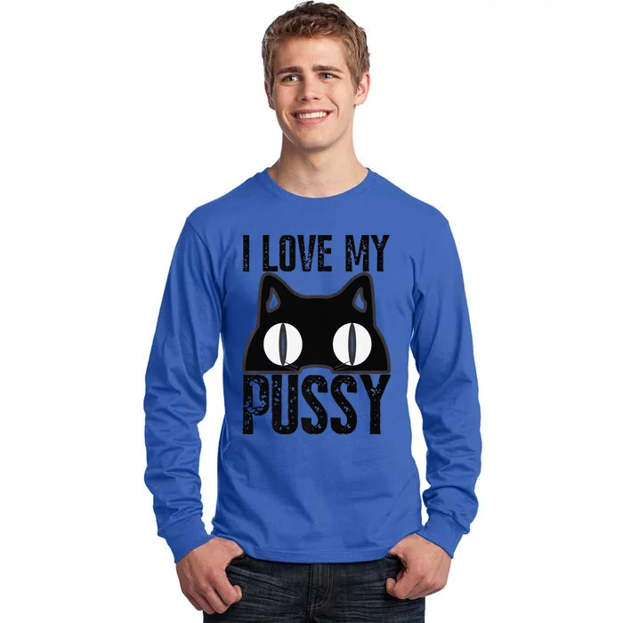 I Love My Pussy Cat Funny Halloween Cats Spiderweb Premium Tall Long Sleeve T-Shirt