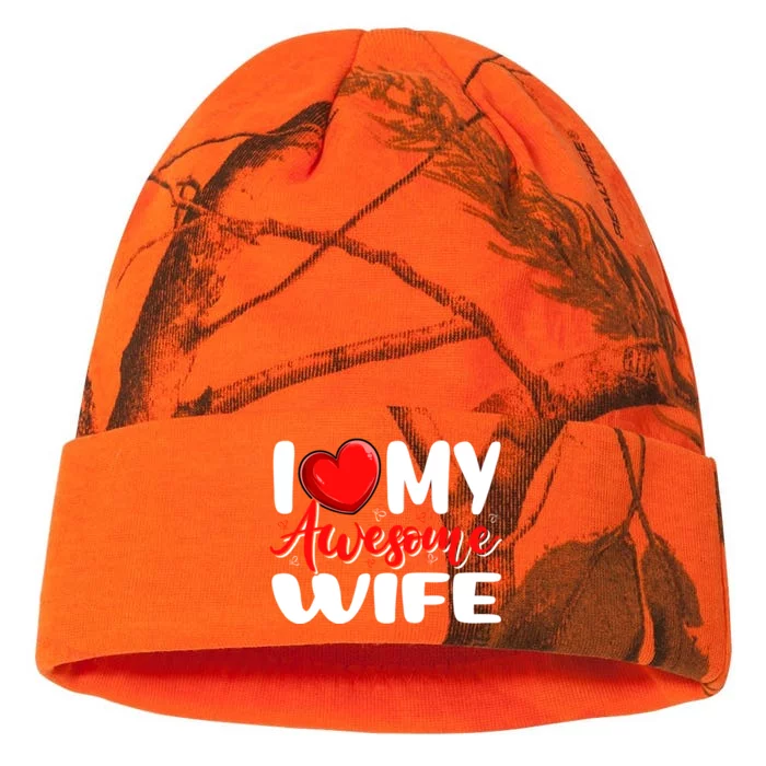 I Love My Awesome Funny Wife Funny Valentines Day Couple Great Gift Kati - 12in Camo Beanie