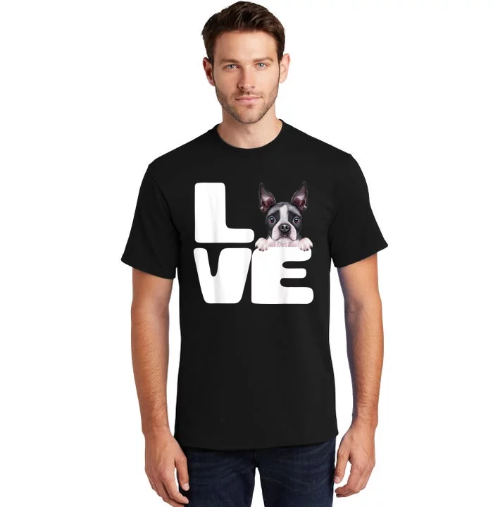 I Love My Boston Terrier Dog Lover Tall T-Shirt