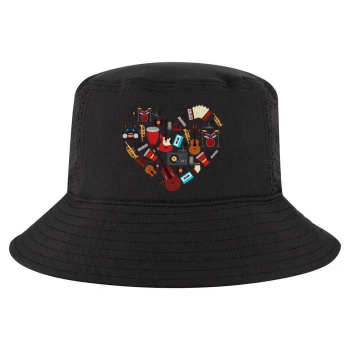 I Love Music Musical Instruments Heart Teacher Musician Gift Cool Comfort Performance Bucket Hat