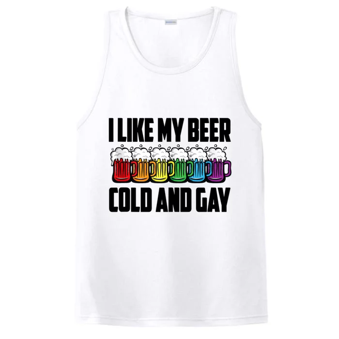 I Like My Beer Cold And Gay Funny LGBT Pride Month Performance Tank