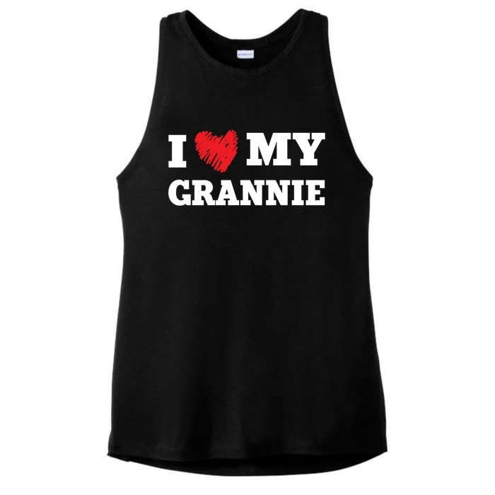 I Love My Grannie Favorite Family Member Valentines Gift Ladies Tri-Blend Wicking Tank