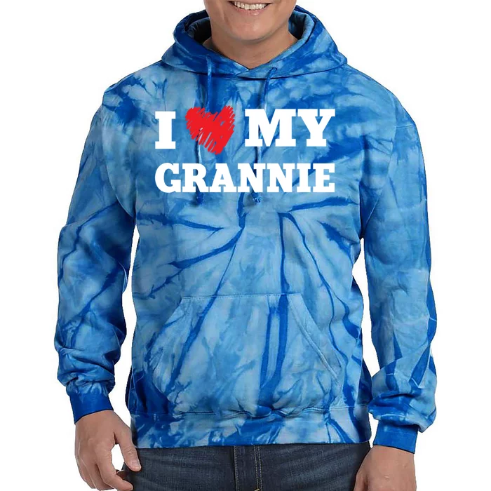 I Love My Grannie Favorite Family Member Valentines Gift Tie Dye Hoodie