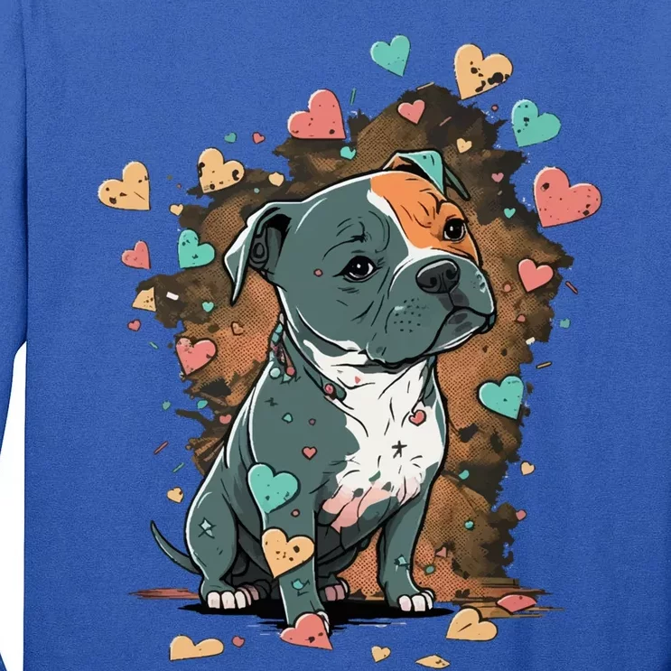 I Love My Staffordshire Bull Terrier Dog Valentines Day Gift Tall Long Sleeve T-Shirt