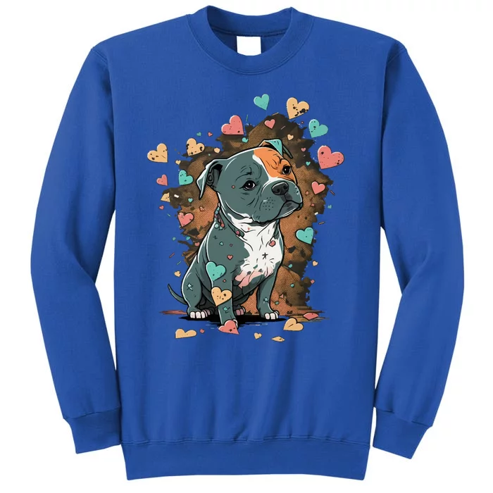 I Love My Staffordshire Bull Terrier Dog Valentines Day Gift Tall Sweatshirt