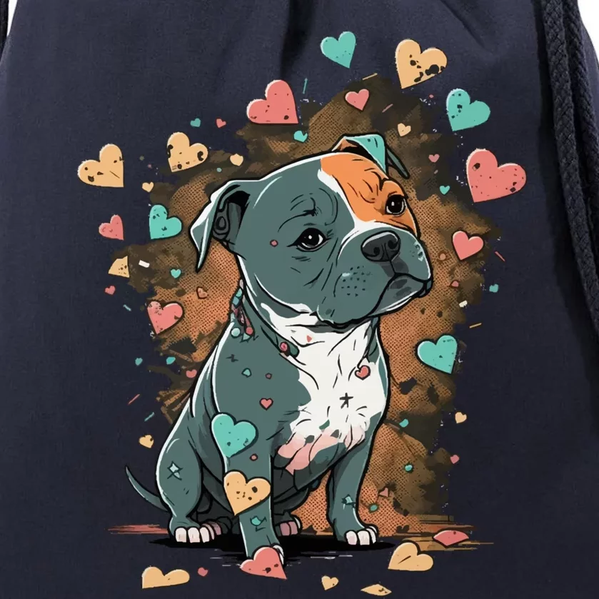 I Love My Staffordshire Bull Terrier Dog Valentines Day Gift Drawstring Bag