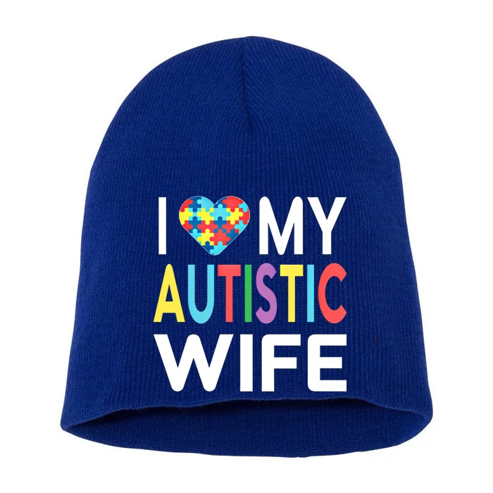 I Love My Autistic Wife I Heart My Wife With Autism Cute Gift Short Acrylic Beanie