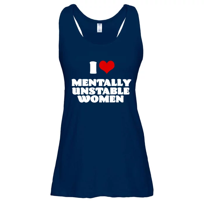 I Love Mentally Unstable Women Red Heart Funny Sarcastic Ladies Essential Flowy Tank