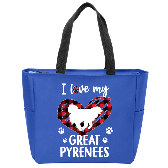 I Love My Great Pyrenees Valentine Dog Lover Valentine Gift Zip Tote Bag