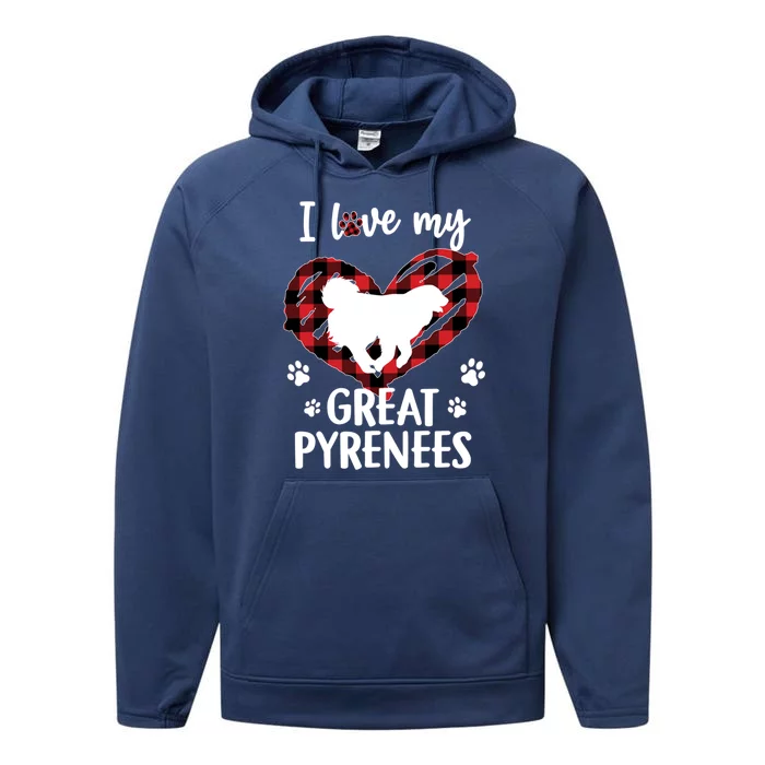 I Love My Great Pyrenees Valentine Dog Lover Valentine Gift Performance Fleece Hoodie