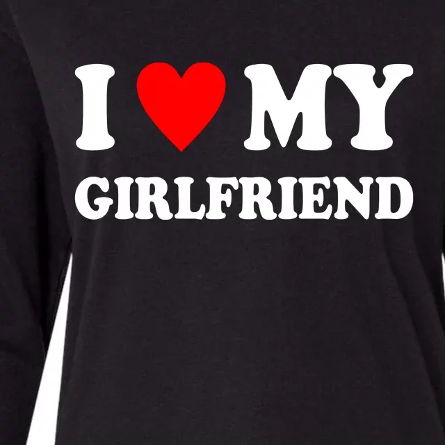 I Love My Girlfriend Heart Boyfriend Couples Womens Cotton Relaxed Long Sleeve T-Shirt