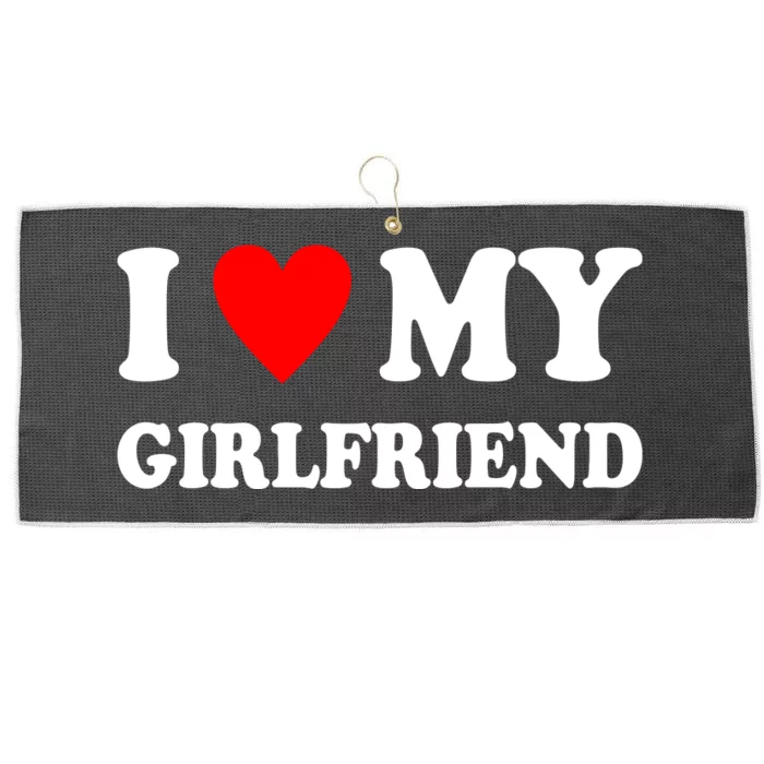 I Love My Girlfriend Heart Boyfriend Couples Large Microfiber Waffle Golf Towel