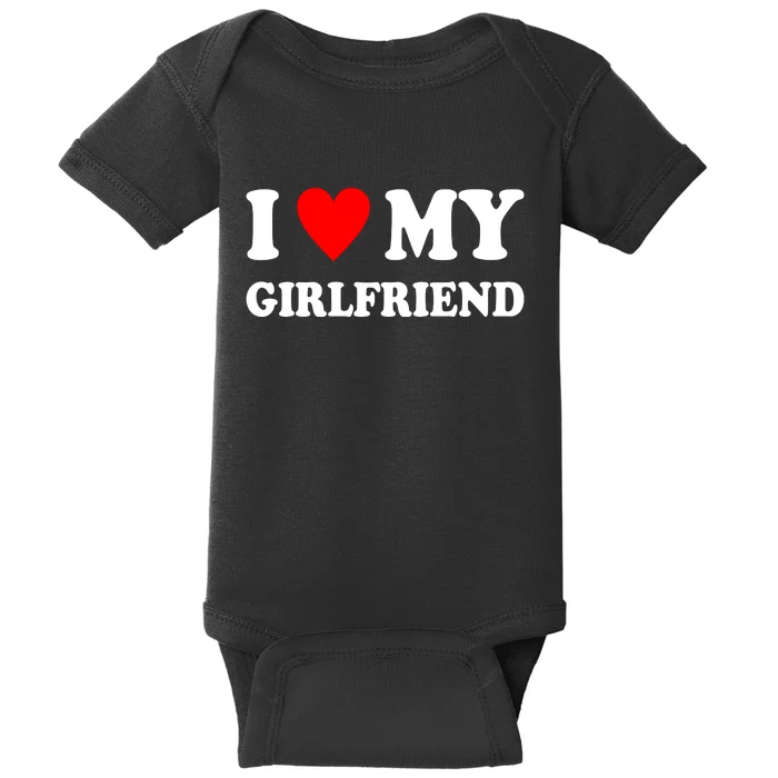 I Love My Girlfriend Heart Boyfriend Couples Baby Bodysuit