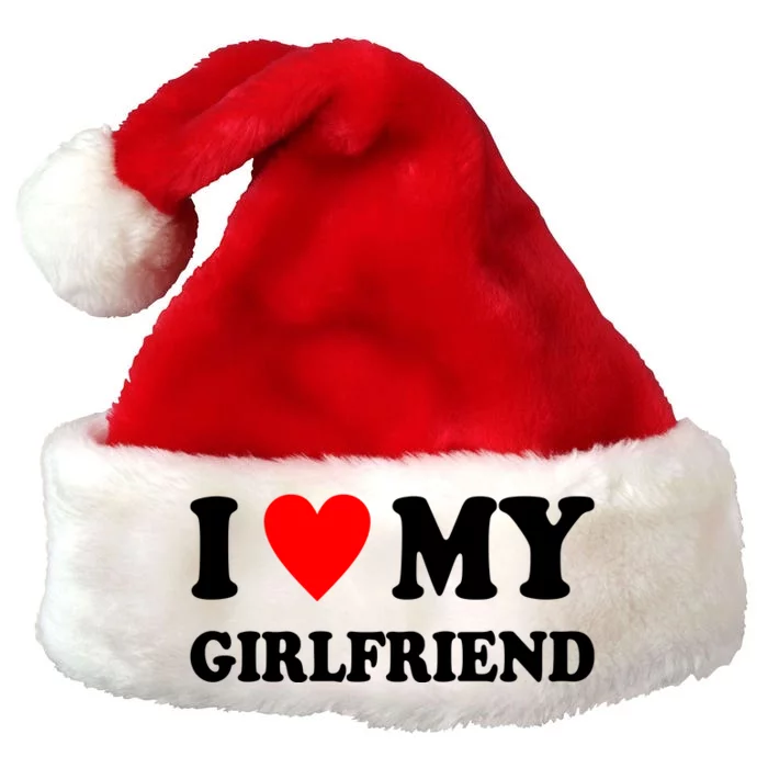 I Love My Girlfriend Heart Boyfriend Couples Premium Christmas Santa Hat