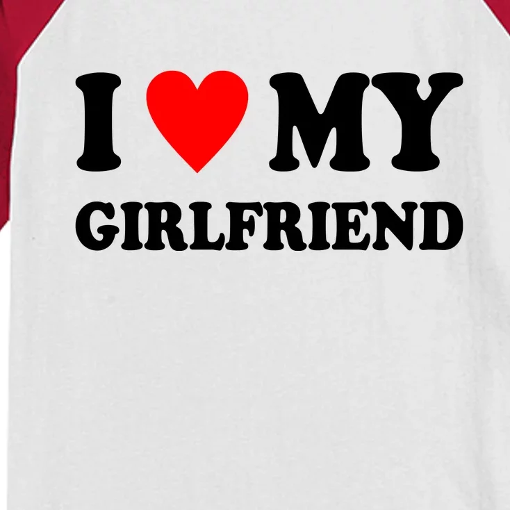 I Love My Girlfriend Heart Boyfriend Couples Kids Colorblock Raglan Jersey