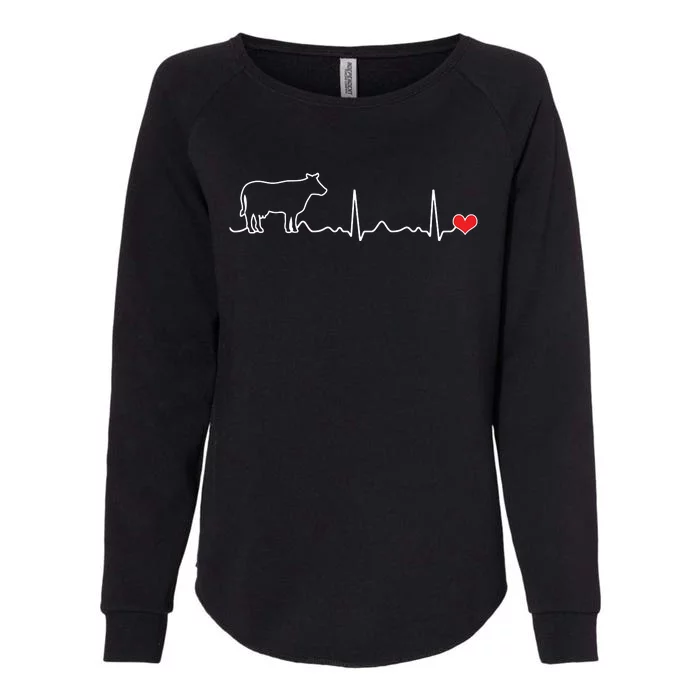 I Love My Cow Valve EKG Heartbeat Heart Patient Womens California Wash Sweatshirt