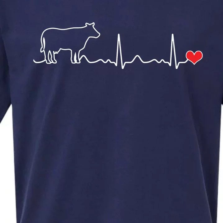 I Love My Cow Valve EKG Heartbeat Heart Patient Sueded Cloud Jersey T-Shirt