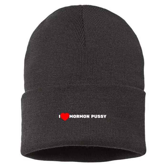 I Love Mormon Pussy Shirt Funny Meme Sustainable Knit Beanie