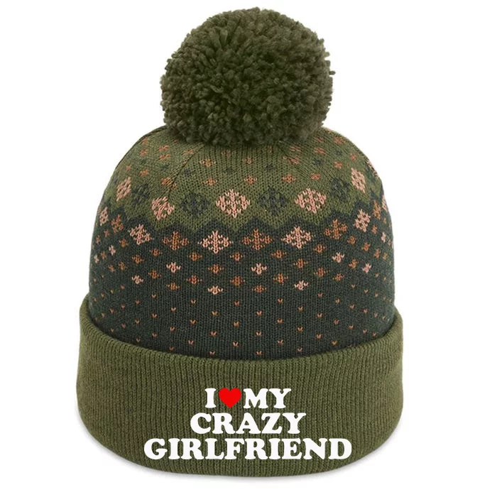 I Love My Crazy Girlfriend GF Red Heart The Baniff Cuffed Pom Beanie