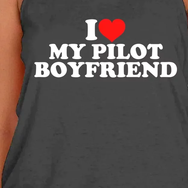 I Love My Pilot Friend Cute Gift Women's Knotted Racerback Tank