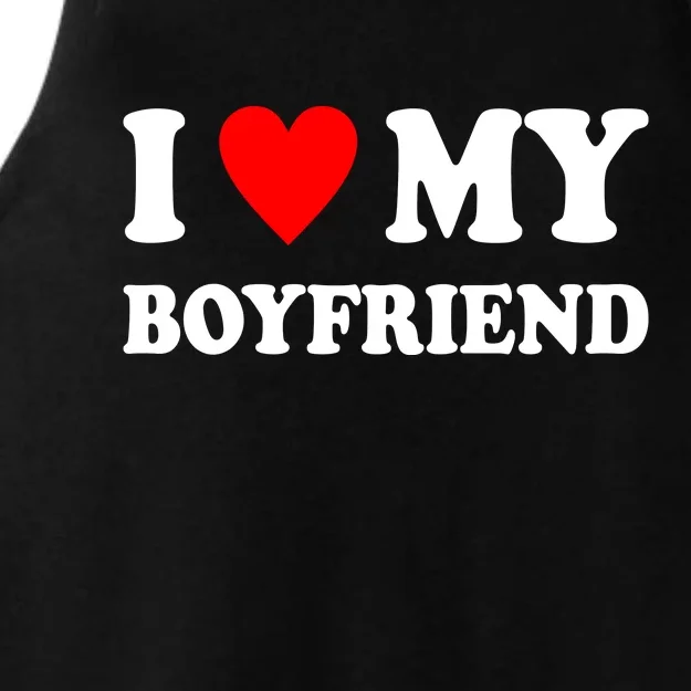 I Love My Boyfriend Heart Girlfriend Couples Ladies Tri-Blend Wicking Tank