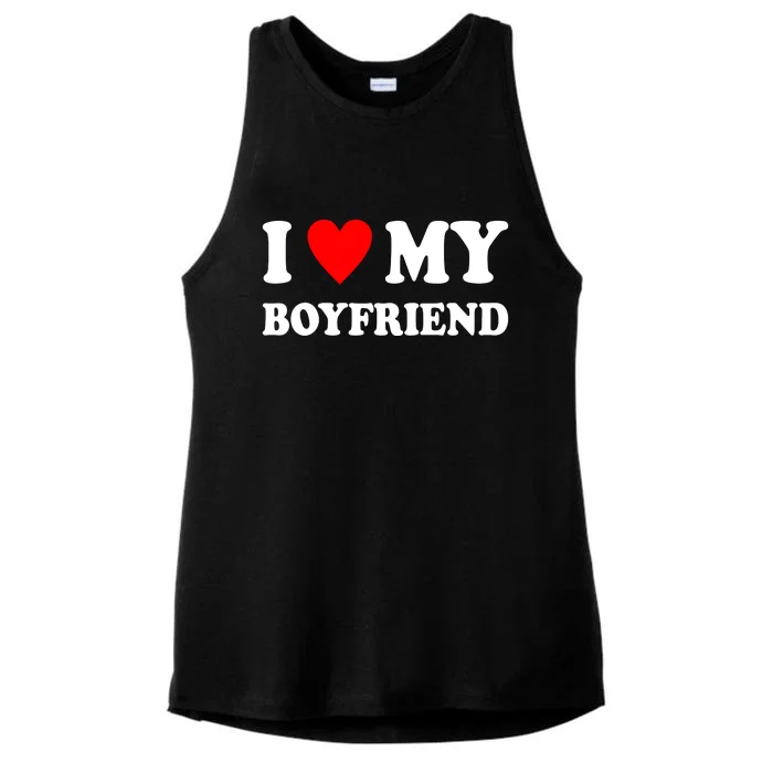 I Love My Boyfriend Heart Girlfriend Couples Ladies Tri-Blend Wicking Tank