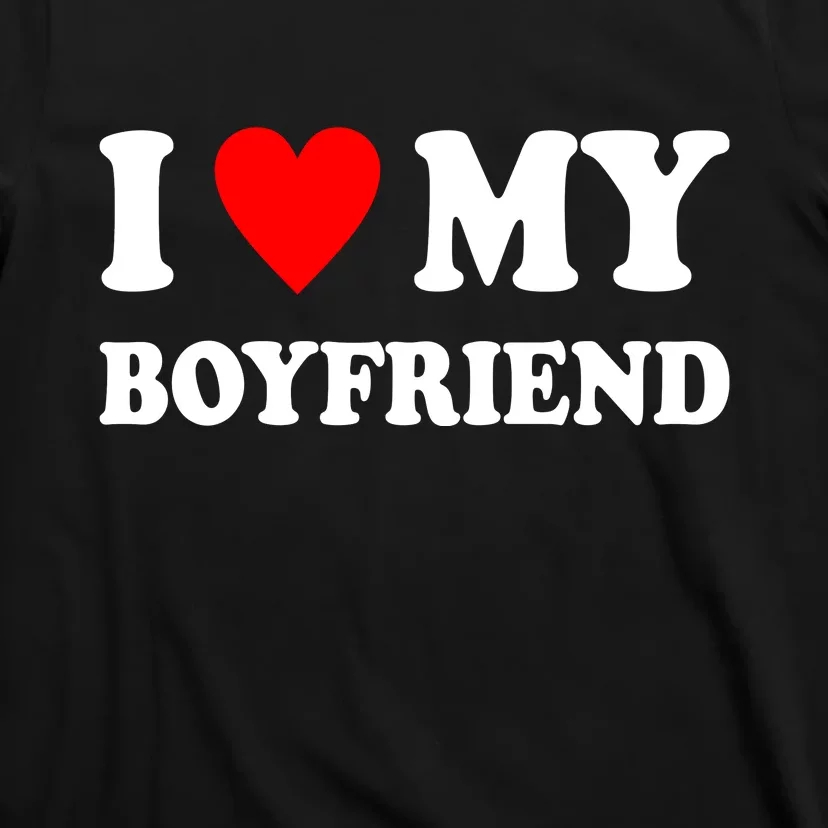 I Love My Boyfriend Heart Girlfriend Couples T-Shirt