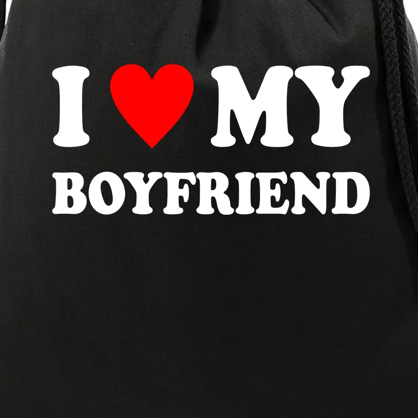 I Love My Boyfriend Heart Girlfriend Couples Drawstring Bag