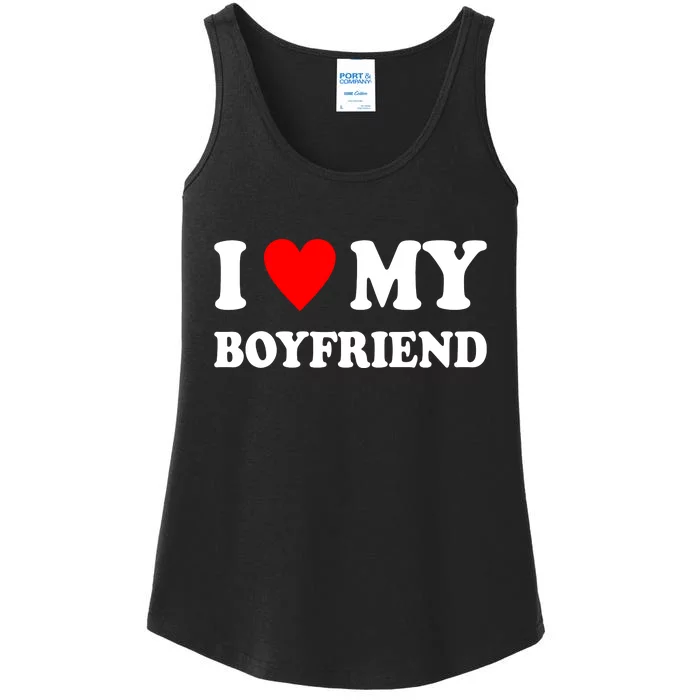 I Love My Boyfriend Heart Girlfriend Couples Ladies Essential Tank