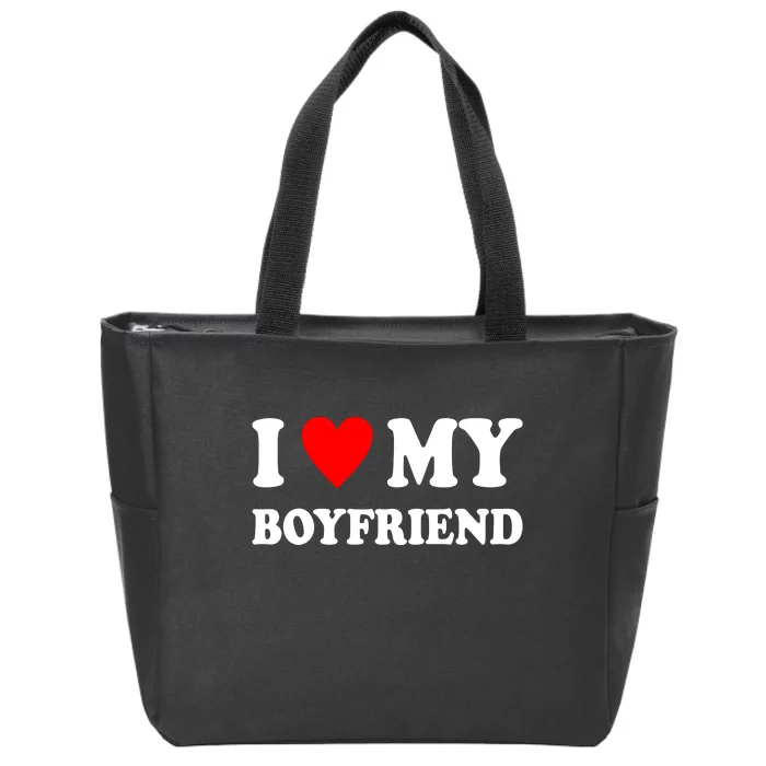 I Love My Boyfriend Heart Girlfriend Couples Zip Tote Bag