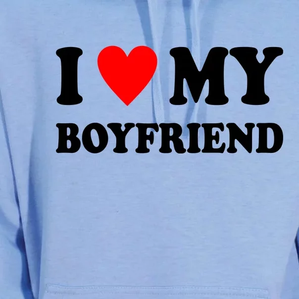 I Love My Boyfriend Heart Girlfriend Couples Unisex Surf Hoodie