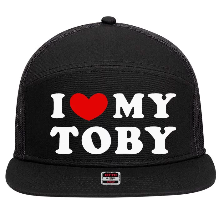 I Love My Toby I Heart My Toby 7 Panel Mesh Trucker Snapback Hat