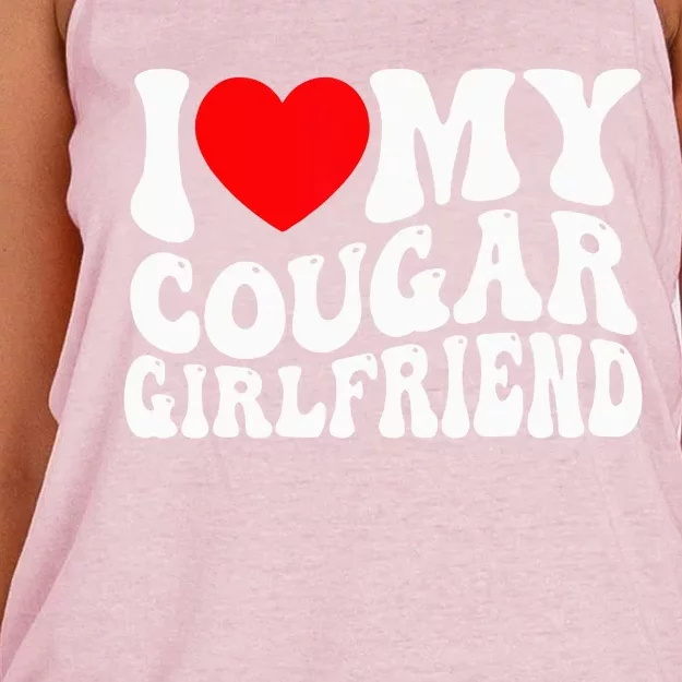 I Love My Cougar Girlfriend I Heart My Cougar Girlfriend Gf Women's Knotted Racerback Tank