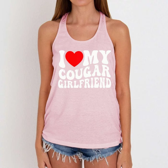 I Love My Cougar Girlfriend I Heart My Cougar Girlfriend Gf Women's Knotted Racerback Tank