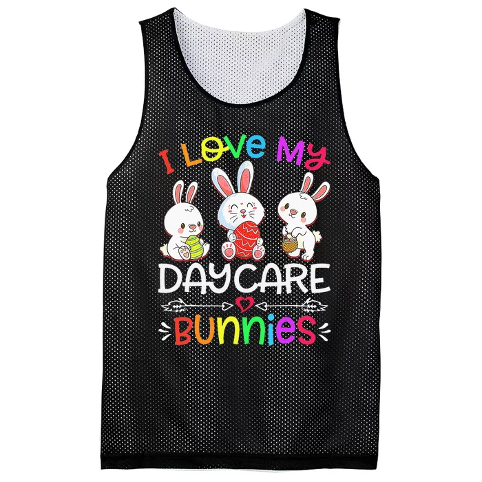 I Love My Daycare Bunnies Teacher Easter Day Mesh Reversible Basketball Jersey Tank