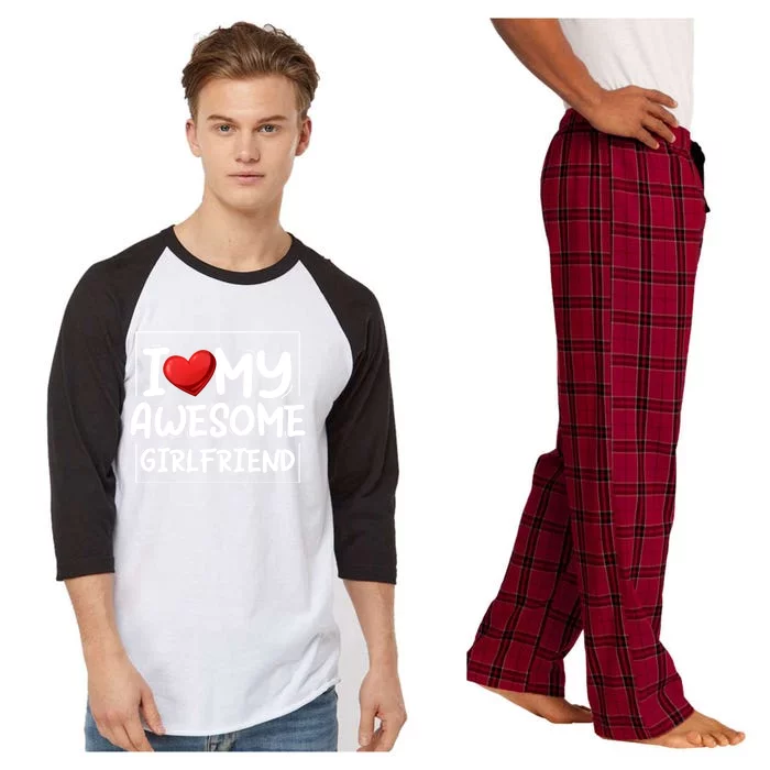 I Love My Awesome Friend Valentines Day Matching Couple Gift Raglan Sleeve Pajama Set