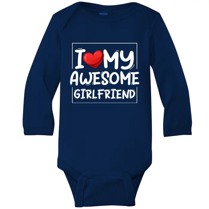 I Love My Awesome Friend Valentines Day Matching Couple Gift Baby Long Sleeve Bodysuit