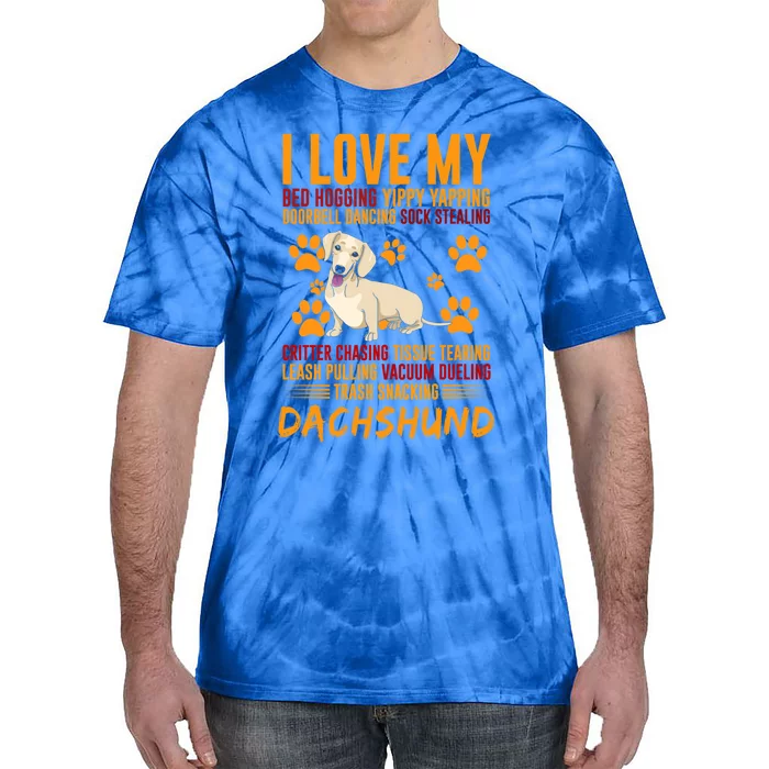 I Love My Stalker Cream Dachshund Funny Dog Owner Cute Gift Tie-Dye T-Shirt