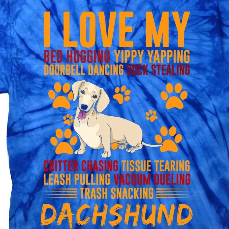 I Love My Stalker Cream Dachshund Funny Dog Owner Cute Gift Tie-Dye T-Shirt