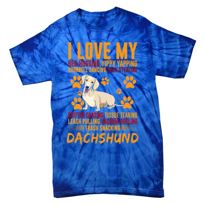 I Love My Stalker Cream Dachshund Funny Dog Owner Cute Gift Tie-Dye T-Shirt