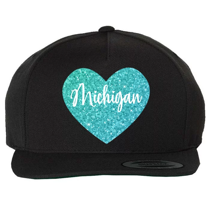 I Love Michigan Usa Heart Gift Wool Snapback Cap